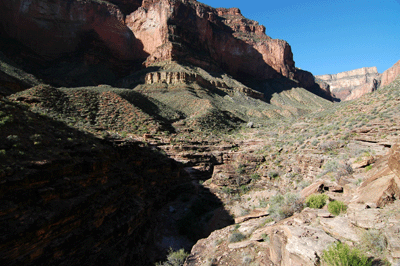 Arriving at the head of Slate Canyon