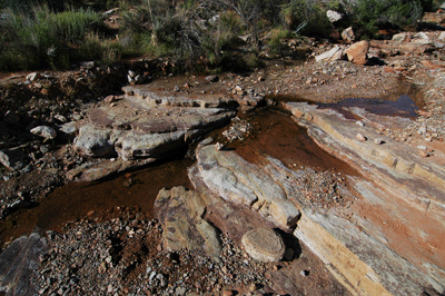 Flowing water above the trail crossing in Slate Canyon