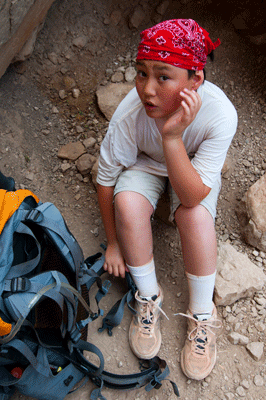 Matthew takes one last break before finishing the Indian Garden-Bright Angel-Indian Garden hike