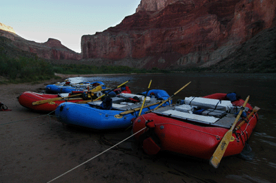 Rafts beached at Nankoweap