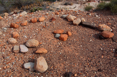 A marker indicates the location of a former mining operation near the mouth of Lava Canyon