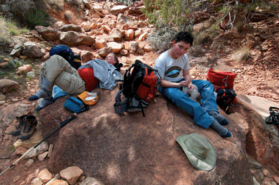 Breaking for lunch in Tanner Canyon